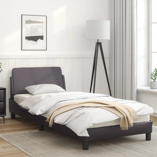 Bedframe Met Hoofdbord Kunstleer Grijs 80X200 Cm