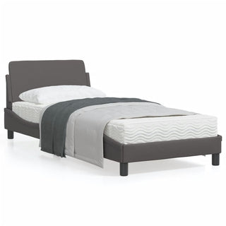 Bedframe Met Hoofdbord Kunstleer Grijs 80X200 Cm