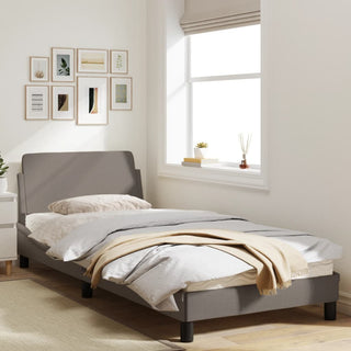 Bedframe Met Hoofdbord Stof Taupe 90X200 Cm