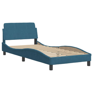 Bedframe Met Hoofdbord Fluweel Blauw 90X200 Cm