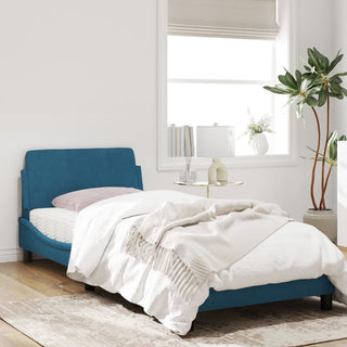 Bedframe Met Hoofdbord Fluweel Blauw 90X200 Cm