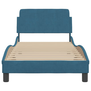 Bedframe Met Hoofdbord Fluweel Blauw 90X200 Cm