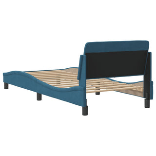 Bedframe Met Hoofdbord Fluweel Blauw 90X200 Cm