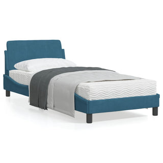 Bedframe Met Hoofdbord Fluweel Blauw 90X200 Cm