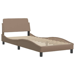 Bedframe Met Hoofdbord Kunstleer Cappuccinokleurig 90X200 Cm