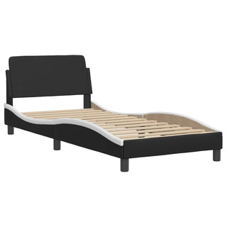 Bedframe Met Hoofdbord Kunstleer Zwart En Wit 90X200 Cm