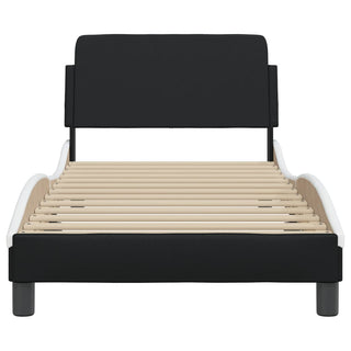 Bedframe Met Hoofdbord Kunstleer Zwart En Wit 90X200 Cm