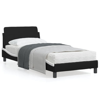 Bedframe Met Hoofdbord Kunstleer Zwart En Wit 90X200 Cm