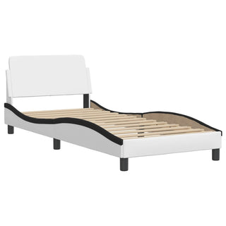 Bedframe Met Hoofdbord Kunstleer Wit En Zwart 90X200 Cm