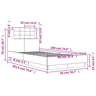 Bedframe Met Hoofdeinde Bewerkt Hout Zwart 90X190 Cm