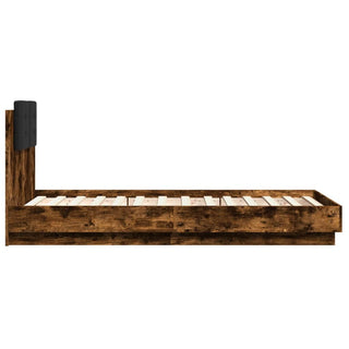 Bedframe Met Hoofdeinde Bewerkt Hout Gerookt Eiken 90X190 Cm