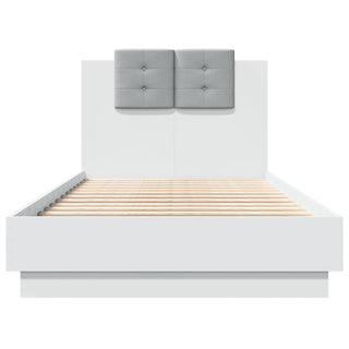 Bedframe Met Hoofdbord Bewerkt Hout Wit 75X190 Cm