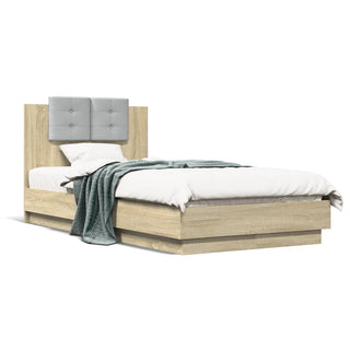 Bedframe Met Hoofdbord Bewerkt Hout Sonoma Eiken 75X190 Cm