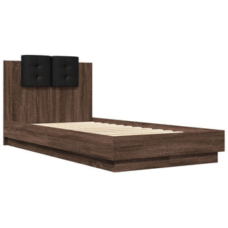 Bedframe Met Hoofdbord Bewerkt Hout Bruineikenkleurig 75X190 Cm