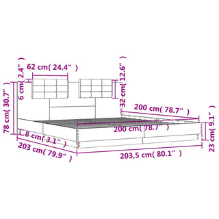 Bedframe Met Hoofdbord En Led Sonoma Eikenkleurig 200X200 Cm