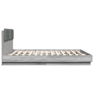 Bedframe Met Hoofdbord En Led Grijs Sonoma Eiken 200X200 Cm