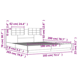 Bedframe Met Hoofdbord En Led-Verlichting Wit 180X200 Cm