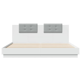 Bedframe Met Hoofdbord En Led-Verlichting Wit 180X200 Cm