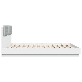 Bedframe Met Hoofdbord En Led-Verlichting Wit 180X200 Cm