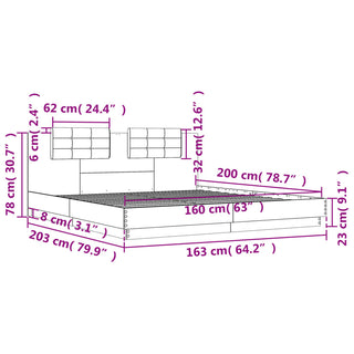 Bedframe Met Hoofdbord En Led-Verlichting Wit 160X200 Cm