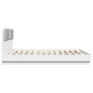 Bedframe Met Hoofdbord En Led-Verlichting Wit 160X200 Cm