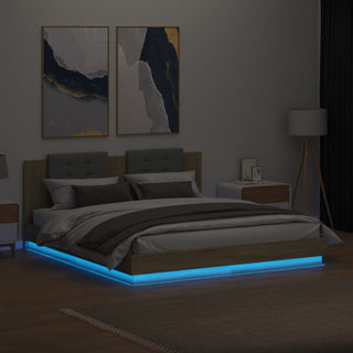 Bedframe Met Hoofdbord En Led Sonoma Eikenkleurig 160X200 Cm