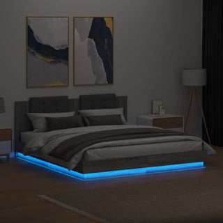 Bedframe Met Hoofdbord En Led Grijs Sonoma Eiken 160X200 Cm