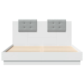 Bedframe Met Hoofdeinde En Led-Verlichting Wit 150X200 Cm