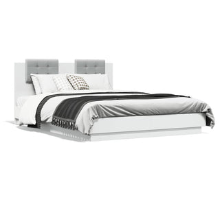 Bedframe Met Hoofdeinde En Led-Verlichting Wit 150X200 Cm