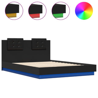 Bedframe Met Hoofdeinde En Led-Verlichting Zwart 150X200 Cm