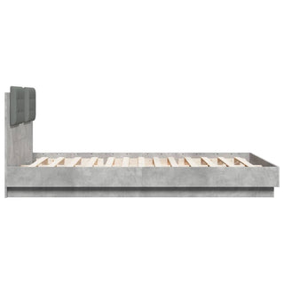 Bedframe Met Hoofdbord En Led-Verlichting Betongrijs 150X200 Cm