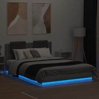 Bedframe Met Hoofdbord En Led Grijs Sonoma Eiken 150X200 Cm