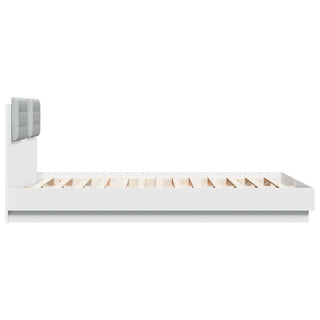 Bedframe Met Hoofdbord En Led-Verlichting Wit 140X200 Cm