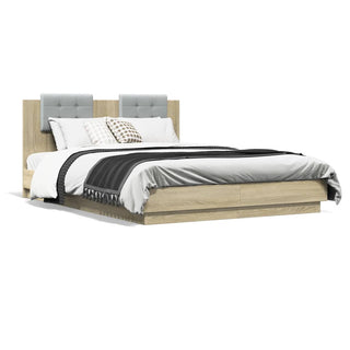 Bedframe Met Hoofdbord En Led Sonoma Eikenkleurig 140X200 Cm