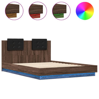 Bedframe Met Hoofdbord En Led Bruineikenkleurig 140X200 Cm