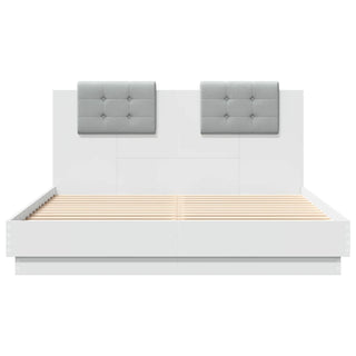 Bedframe Met Hoofdeinde En Led-Verlichting Wit 120X200 Cm