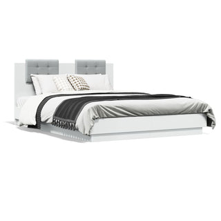 Bedframe Met Hoofdeinde En Led-Verlichting Wit 120X200 Cm