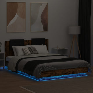 Bedframe Met Hoofdbord En Led Gerookt Eikenkleur 120X200 Cm