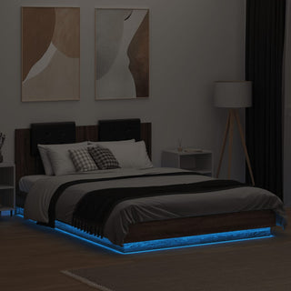 Bedframe Met Hoofdbord En Led Bruineikenkleurig 120X200 Cm