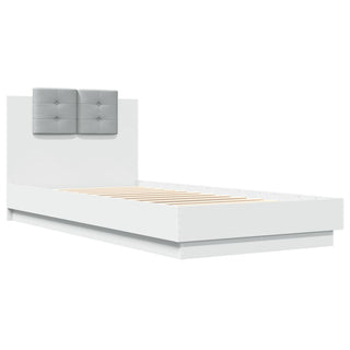 Bedframe Met Hoofdbord En Led-Verlichting Wit 100X200 Cm