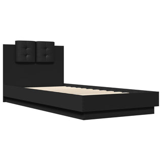 Bedframe Met Hoofdbord En Led-Verlichting Zwart 100X200 Cm