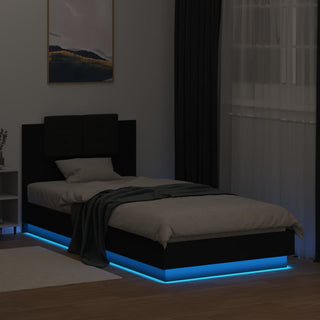 Bedframe Met Hoofdbord En Led-Verlichting Zwart 100X200 Cm