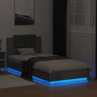 Bedframe Met Hoofdbord En Led-Verlichting Betongrijs 100X200 Cm