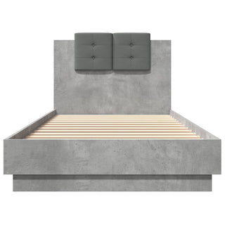 Bedframe Met Hoofdbord En Led-Verlichting Betongrijs 100X200 Cm