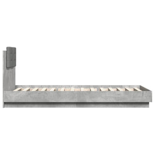 Bedframe Met Hoofdbord En Led-Verlichting Betongrijs 100X200 Cm