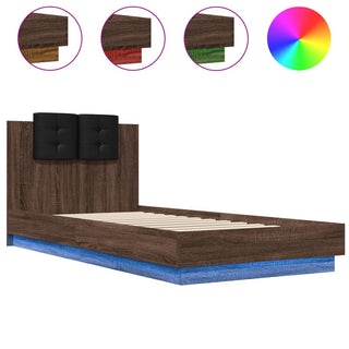 Bedframe Met Hoofdbord En Led Bruineikenkleurig 100X200 Cm