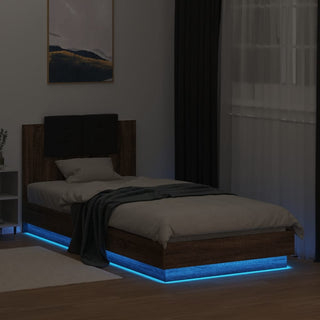 Bedframe Met Hoofdbord En Led Bruineikenkleurig 100X200 Cm