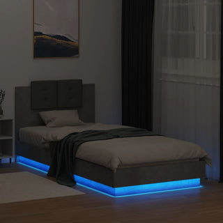 Bedframe Met Hoofdbord En Led-Verlichting Betongrijs 90X200 Cm