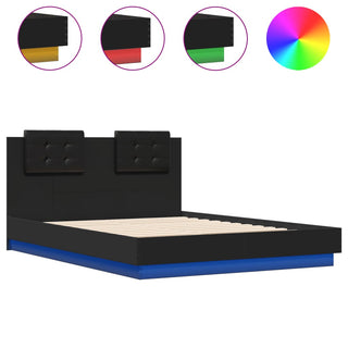 Bedframe Met Hoofdeinde En Led-Verlichting Zwart 120X190 Cm