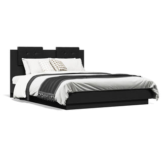 Bedframe Met Hoofdeinde En Led-Verlichting Zwart 120X190 Cm